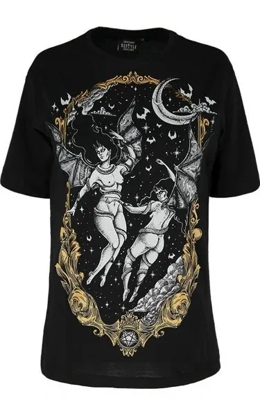 Schwarzes T-Shirt in Übergröße succubus LAS FURIAS OVERSIZED