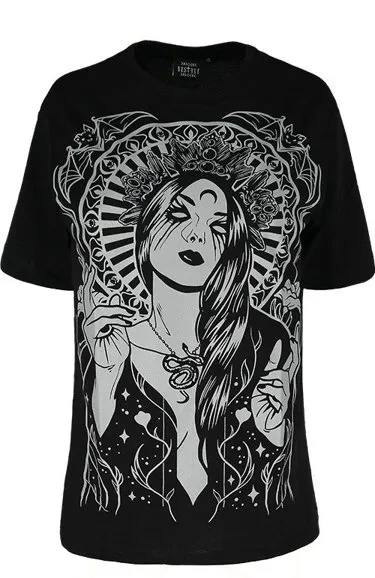 Schwarzes T-Shirt in Übergröße mit GODDESS OVERSIZED