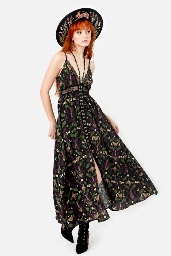 WILDERWOOD sukienka maxi z wiskozy