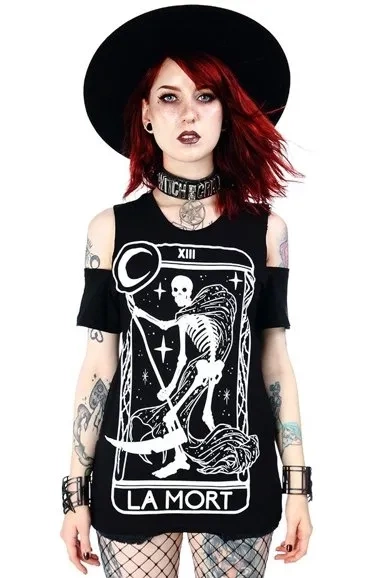 La Mort Kaltschulter-T-Shirt Tod Tarot