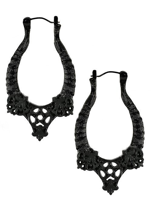 Horns Earrings Black