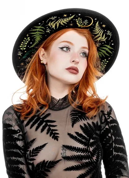 HERBAL HAT with fern embroidery