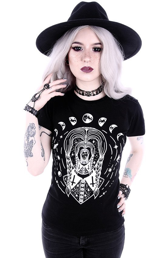 Gothic blouse with wednesday Addams T-shirt "TRIPPIN WEDNESDAY"