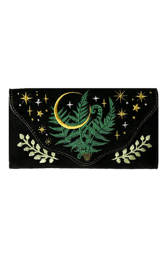 HERBAL WALLET embroidered oblong wallet with fern