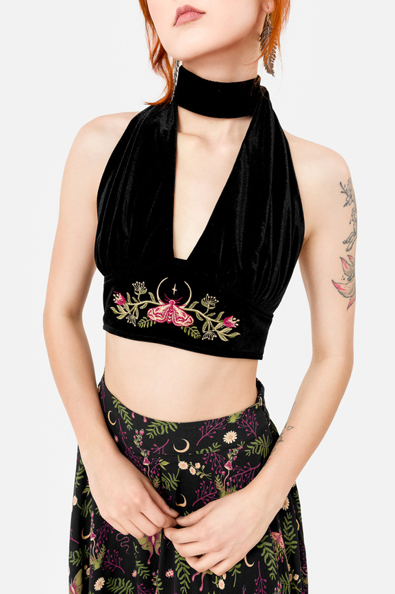 WOODLAND BLOOM HALTERNECK TOP