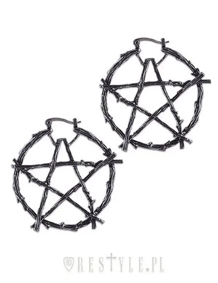Gothic-Reifenohrringe, okkulte Mode "BRANCH PENTAGRAM EARRINGS"