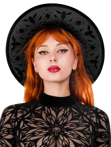 ROSARIUM LASER CUT HAT, Kathedralhut mit breiter Krempe