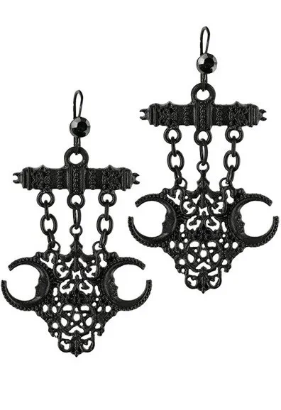 Schwarze Gothic Glücksbringer-Ohrringe