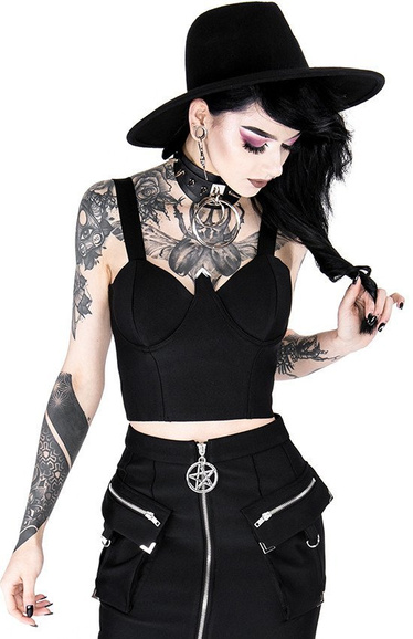 Black gothic short LENORA BRALETTE TOP