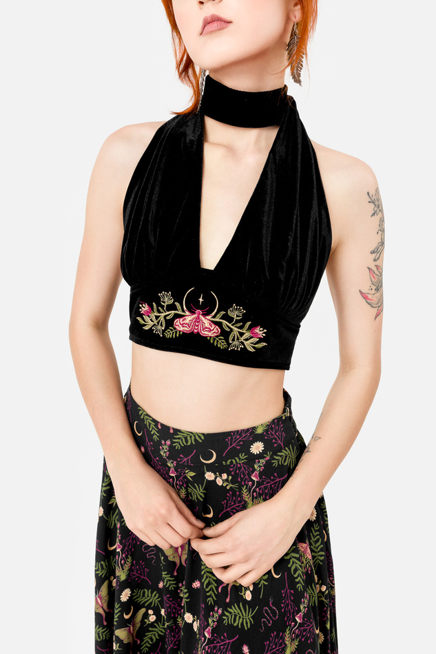 WOODLAND BLOOM HALTERNECK TOP