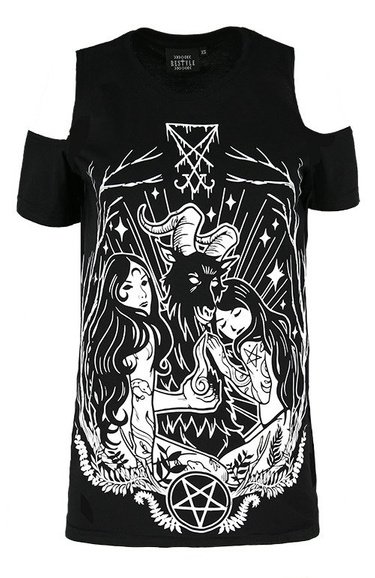 Cold shoulder LUCIFER T-shirt Occult blouse