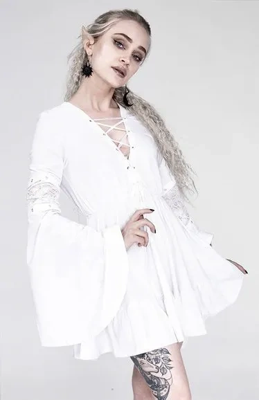 Eden Weißes Kleid aus fließender Baumwolle