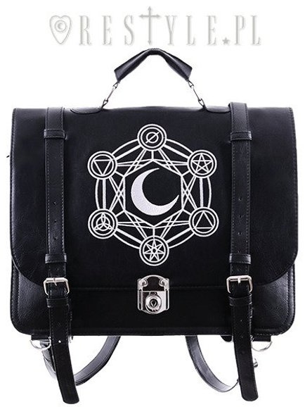 Bag, black satchel, alchemical symbols "MOON MESSENGER"