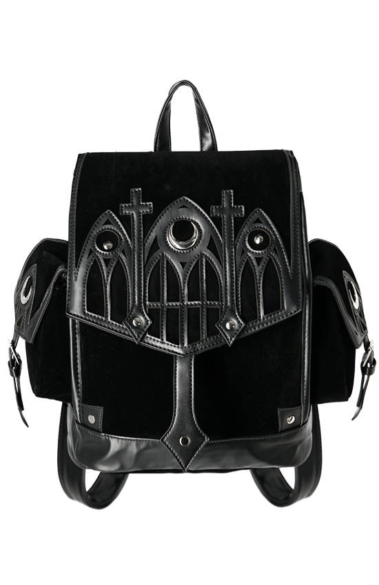 Czarny plecak szkolny z kieszeniami STAINED GLASS CATHEDRAL BACKPACK