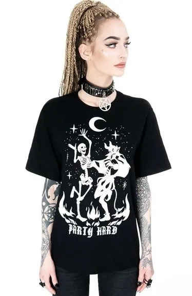 Schwarzes Oversized tshirt Party Hard Devil Dance