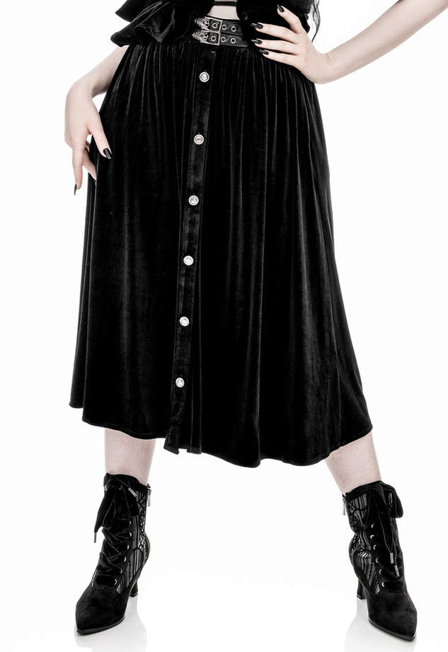 CRYPT VELVET MIDI SKIRT