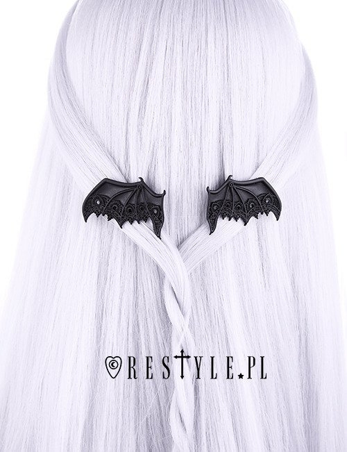 Pair of gothic BATS hairclips, lace, nugoth jewellery"LACE BAT WINGS hairclips"