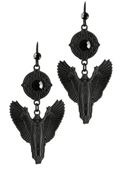 Schwarze Gothic-Engel-Ohrringe