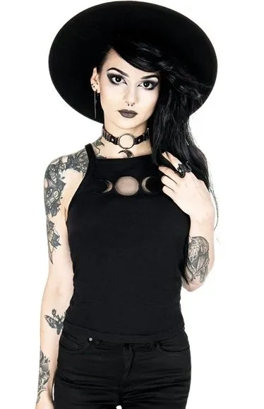 Schwarzes Frauen-Top Triple Goddess