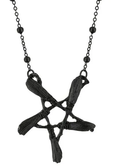 Besen Pentagramm Schwarzer Anhänger für Hexen