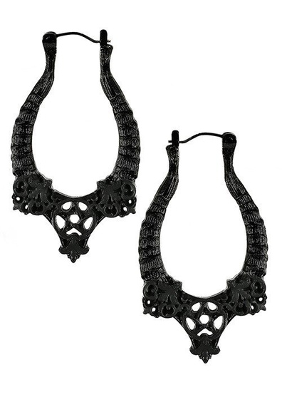 Horns Earrings Black