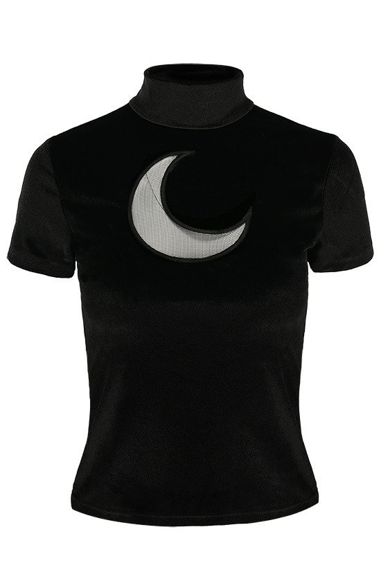 Black Velvet CRESCENT Mesh Top Moon Witch