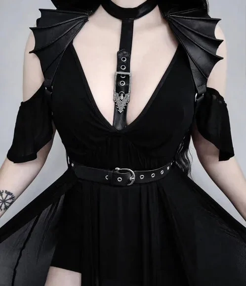 Gothic Accessoire, Okkulte Mode "BAT WINGS HARNESS BELT"