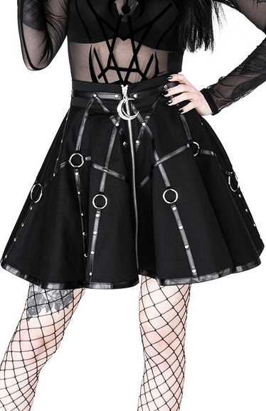 Gothic black harness circle MOON MISTRESS SKIRT