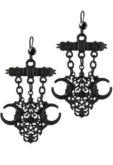 Schwarze Gothic Glücksbringer-Ohrringe