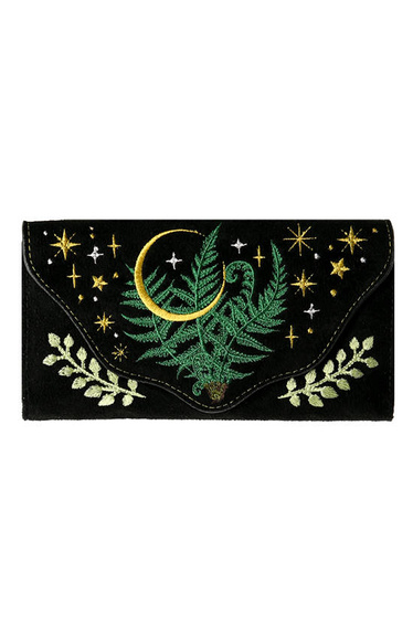 HERBAL WALLET embroidered oblong wallet with fern