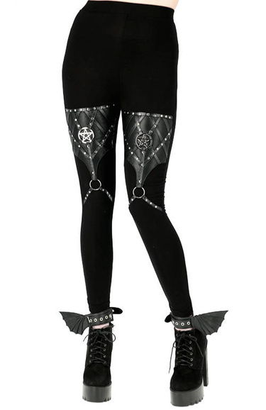 PENTAGRAM HARNESS LEGGINGS legginsy z bawełny z harnessem