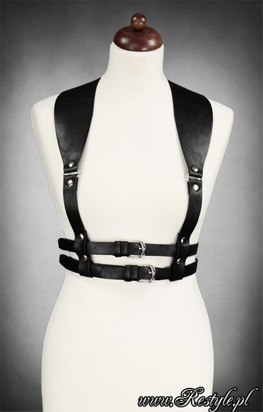 Gotycki Pasek, uprząż pod biust, Czarny "WIDE STRAPS BELT BLACK"