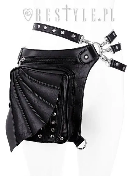 Schwarze Hüfttasche mit Taschen, Taschengürtel, Wing Bag, Gothic Utility Belt "BAT HOLSTER BAG"
