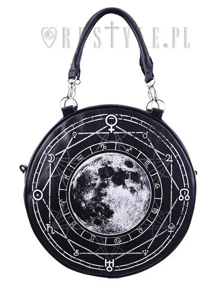 Schwarzer, hexenhafter Geldbeutel, Vollmonddruck, Mondtasche "LUNA ROUND BAG"