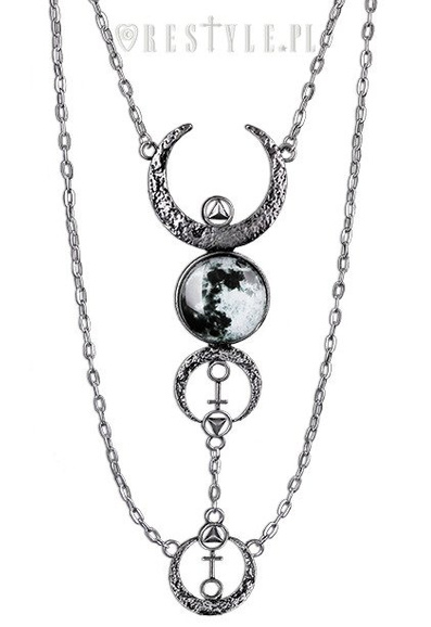 Srebrny, długi naszyjnik, Fazy księżyca wisior "FULL MOON necklace"