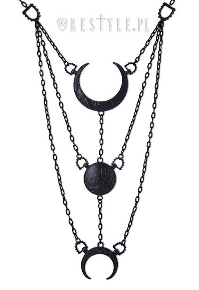 Long Crescent pendant, luna "MOON PHASES BLACK NECKLACE"