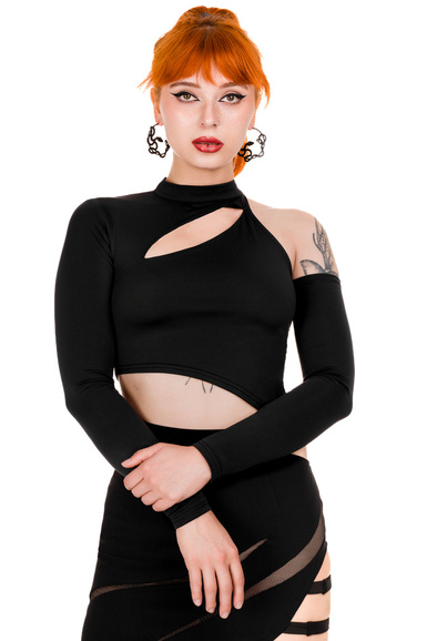 asymmetric blouse Black crop top