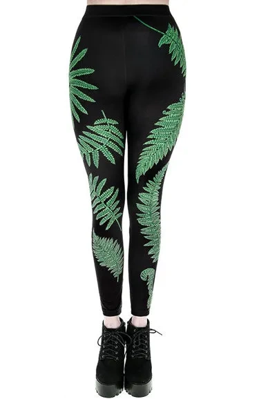 Farn Leggings, grüne Blätter Hose für Waldhexe