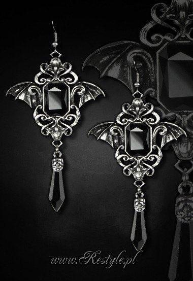 Gotyckie kolczyki czarne nietoperze "GOTHIC BATS - BLACK" 