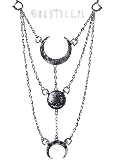 Long Crescent pendant, occult jewellery, luna "MOON PHASES SILVER NECKLACE"