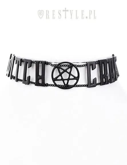 Gotycka obroża z napisem "WITCHCRAFT BLACK CHAIN COLLAR"