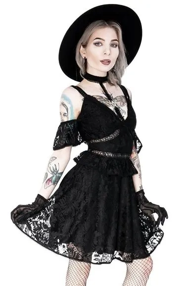 Pentagramm Spitzenkleid mit Kragen