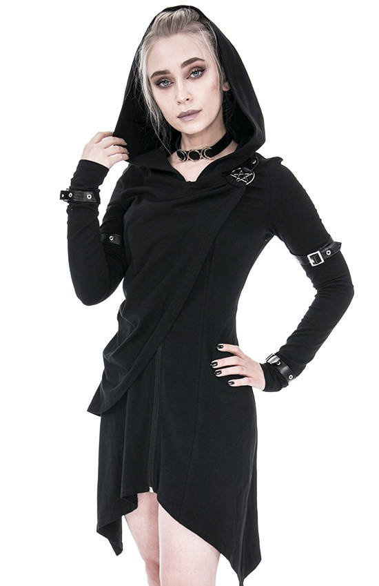 Długa drapowana bluza z pentagramem Hecate Draped Hoodie