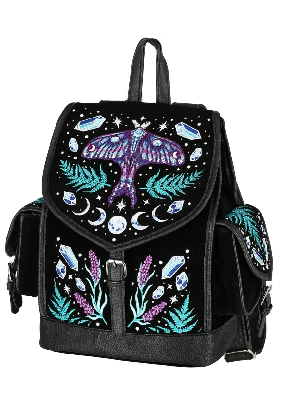 ENCHANTED FOREST BACKPACK Magical backpack with moth embroidery
