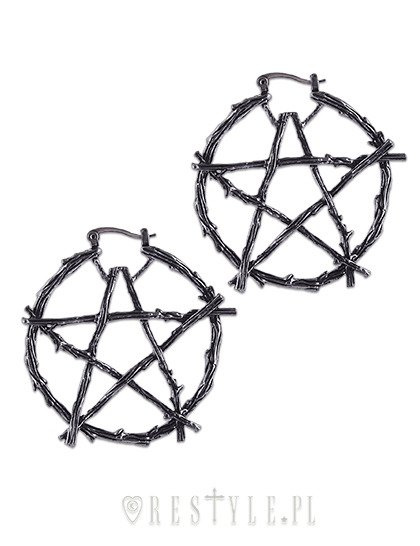 Kolczyki koła pentagram "BRANCH PENTAGRAM EARRINGS"