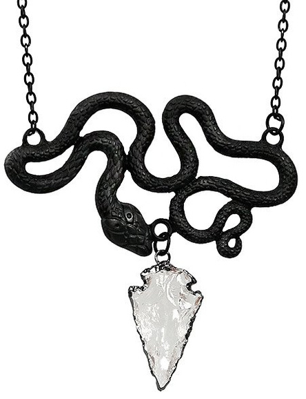 Czarny wisiorek wąż i kryształ "ENTWINE BLACK NECKLACE" 