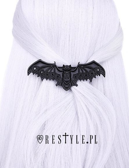 Czarna gotycka spinka do włosów, ażurowy nietoperz "LACE BAT BLACK HAIRCLIP"