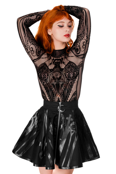 Black gothic MESH BODYSUIT CATHEDRAL CORSET