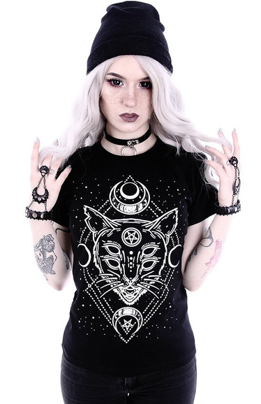 Gothic t-shirt with a Moon Cat "GALAXY CAT" 