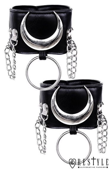 Black gothic Moon Ankle bracelets for gothic shoes "IRON MOON CUFFS"